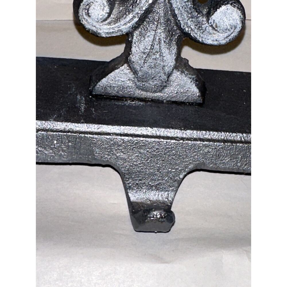 Cast Iron Hand Painted Gothic Cross Fireplace Mantle Christmas Stocking Hanger - Picture 6 of 10
